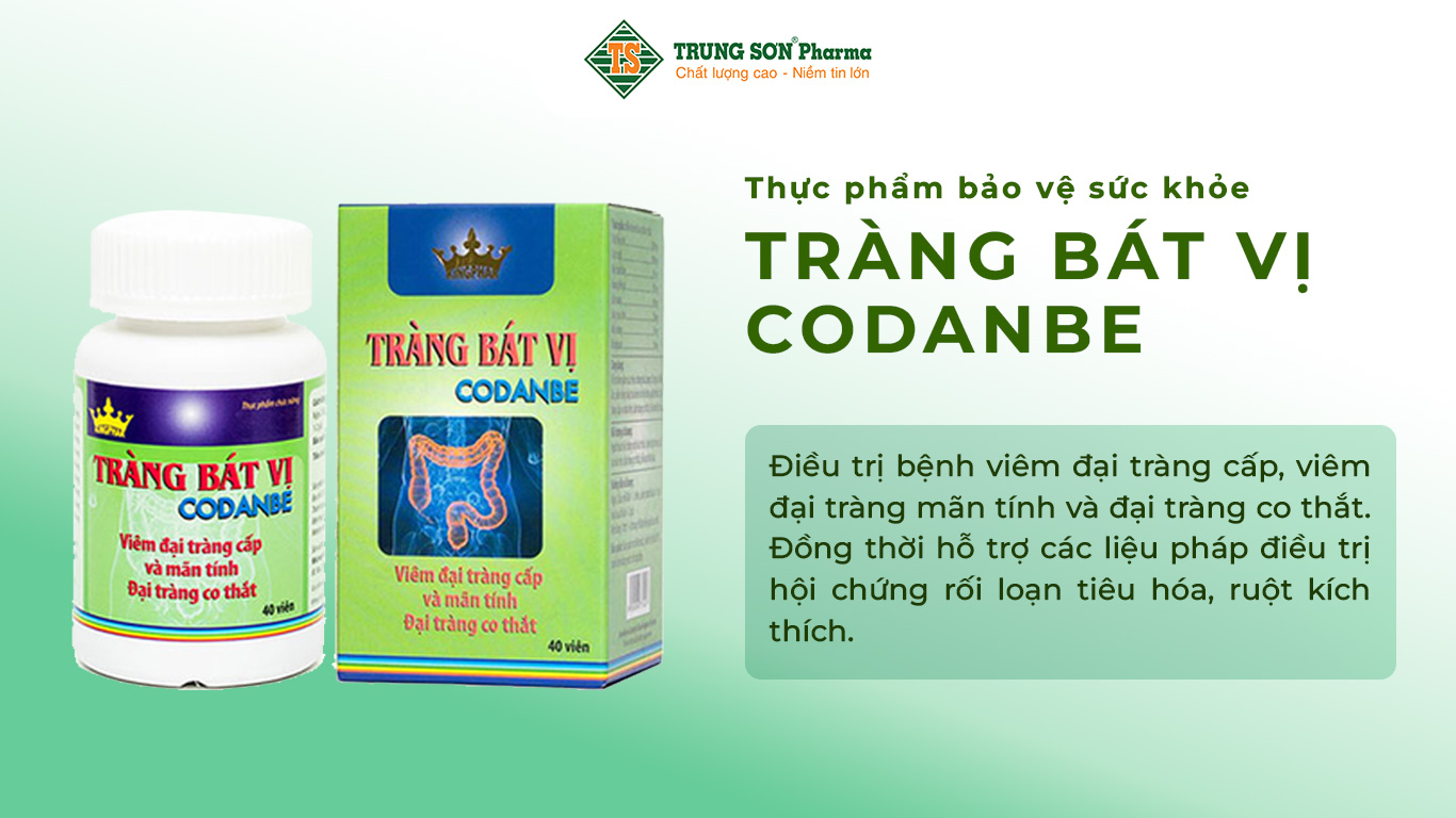 Thực phẩm bảo vệ sức khỏe Tràng Bát Vị Kingphar để điều trị bệnh viêm đại tràng cấp, viêm đại tràng mãn tính và đại tràng co thắt. Đồng thời hỗ trợ các liệu pháp điều trị hội chứng rối loạn tiêu hóa, ruột kích thích.