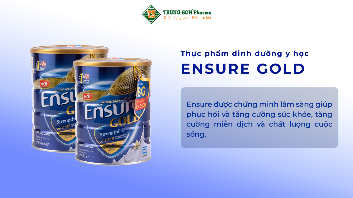 Ensure Gold là công thức dinh dưỡng đầy đủ và cân đối. Với hơn 30 nghiên cứu khoa học trong suốt 50 năm có mặt, Ensure được chứng minh lâm sàng giúp phục hồi và tăng cường sức khỏe, tăng cường miễn dịch và chất lượng cuộc sống.