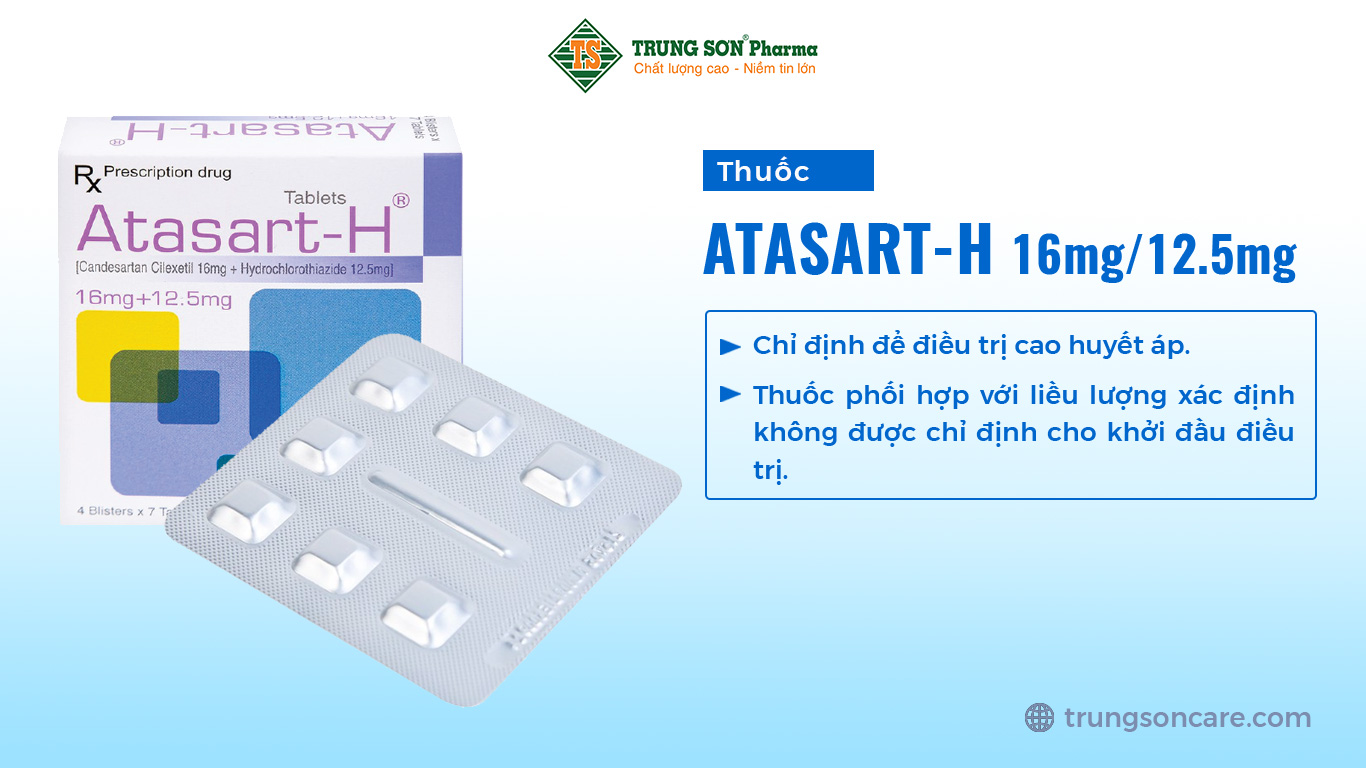 Thuốc Atasart-H 16mg/12.5mg Getz được chỉ định để điều trị cao huyết áp. Thuốc phối hợp với liều lượng xác định không được chỉ định cho khởi đầu điều trị.