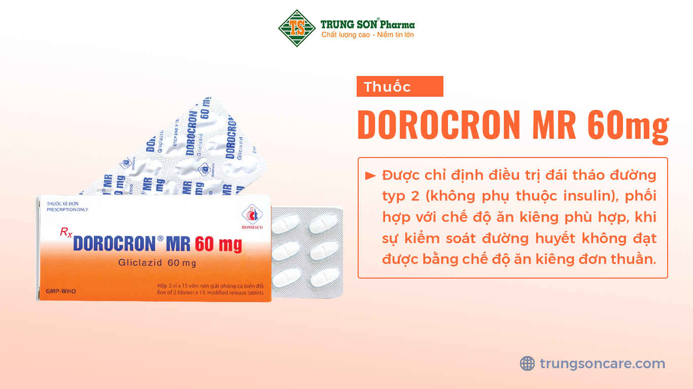 Thuốc Dorocron MR 60mg điều trị đái tháo đường type 2