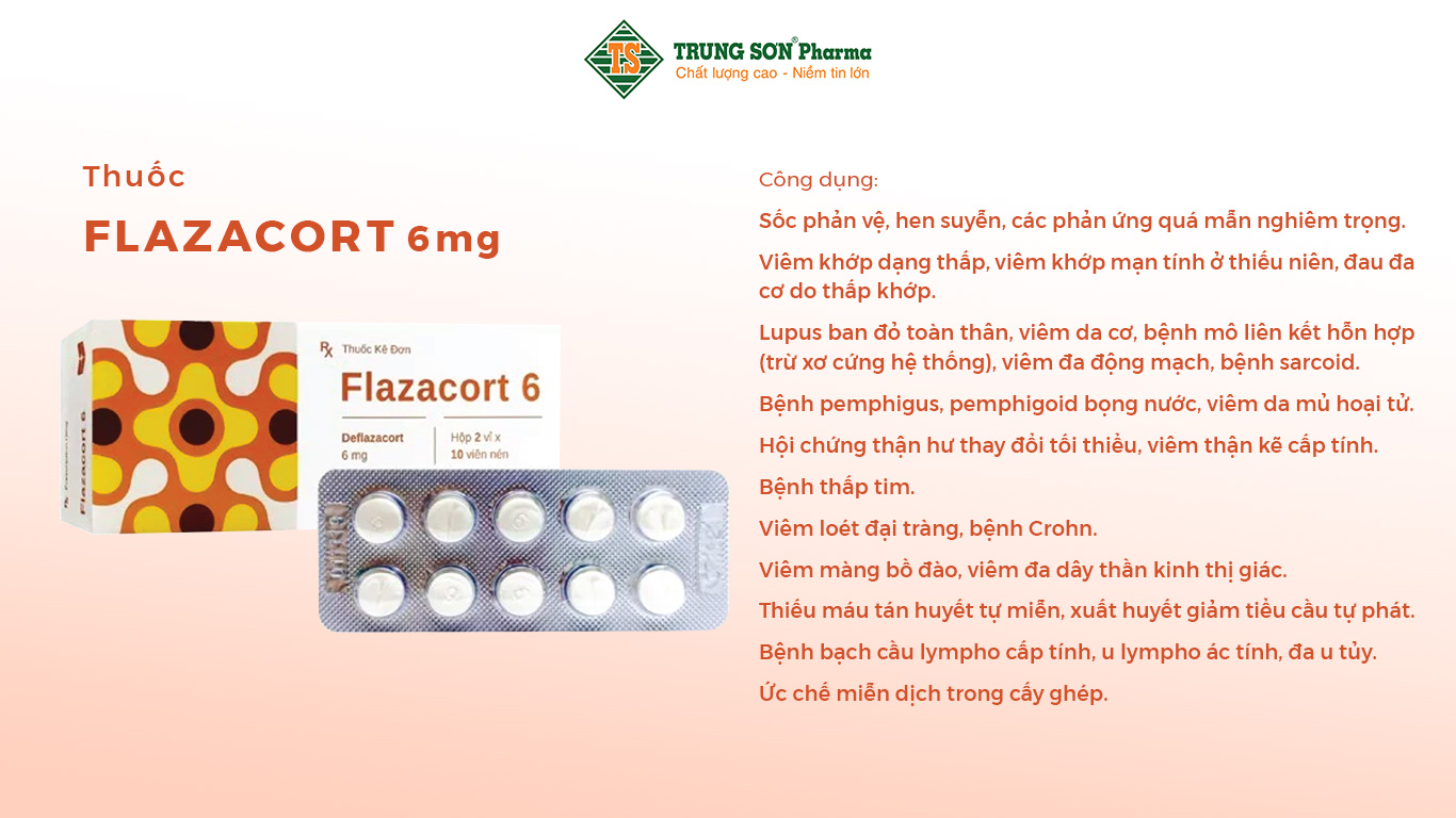 Thuốc Flazacort 6mg điều trị hen suyễn, viêm khớp, dị ứng