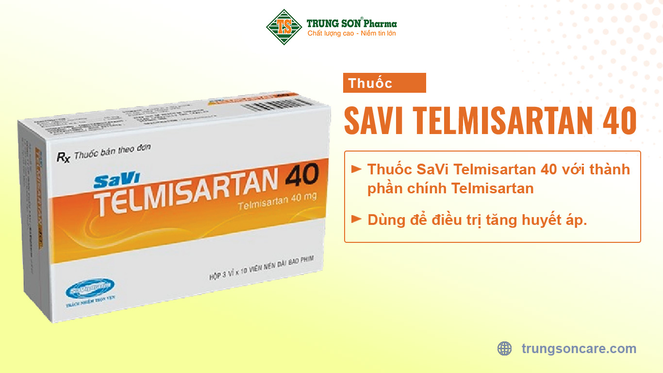 Thuốc SaVi Telmisartan 40 với thành phần chính Telmisartan, là thuốc dùng để điều trị tăng huyết áp