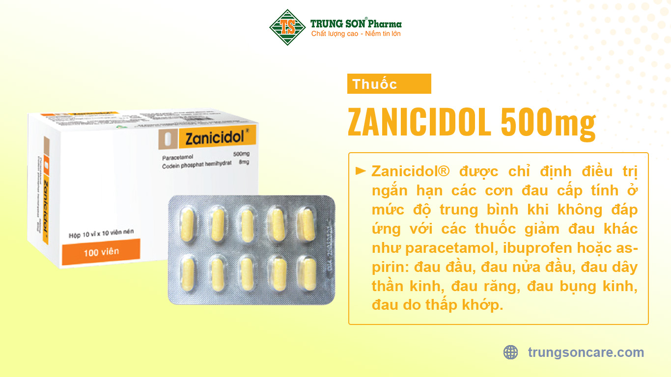 Thuốc Zanicidol 500mg điều trị các cơn đau cấp tính