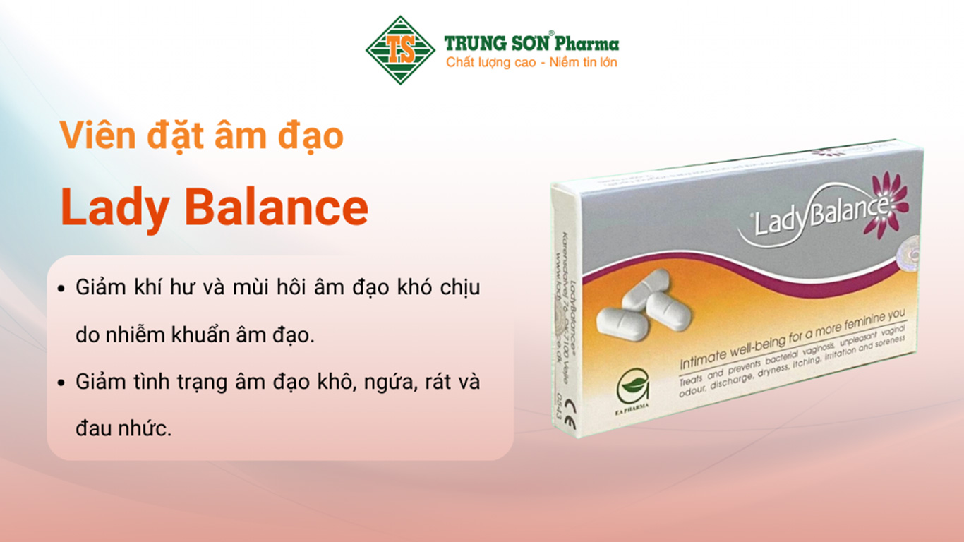 Viên đặt âm đạo Lady Balance giảm khí hư, ngứa rát âm đạo (1 vỉ x 12 viên)