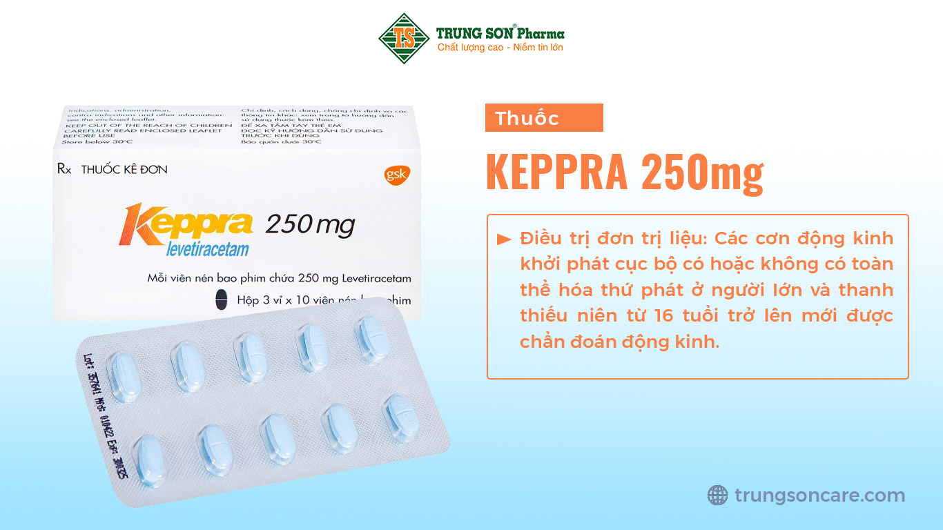 Viên nén Keppra 250mg GSK điều trị các cơn động kinh cục bộ