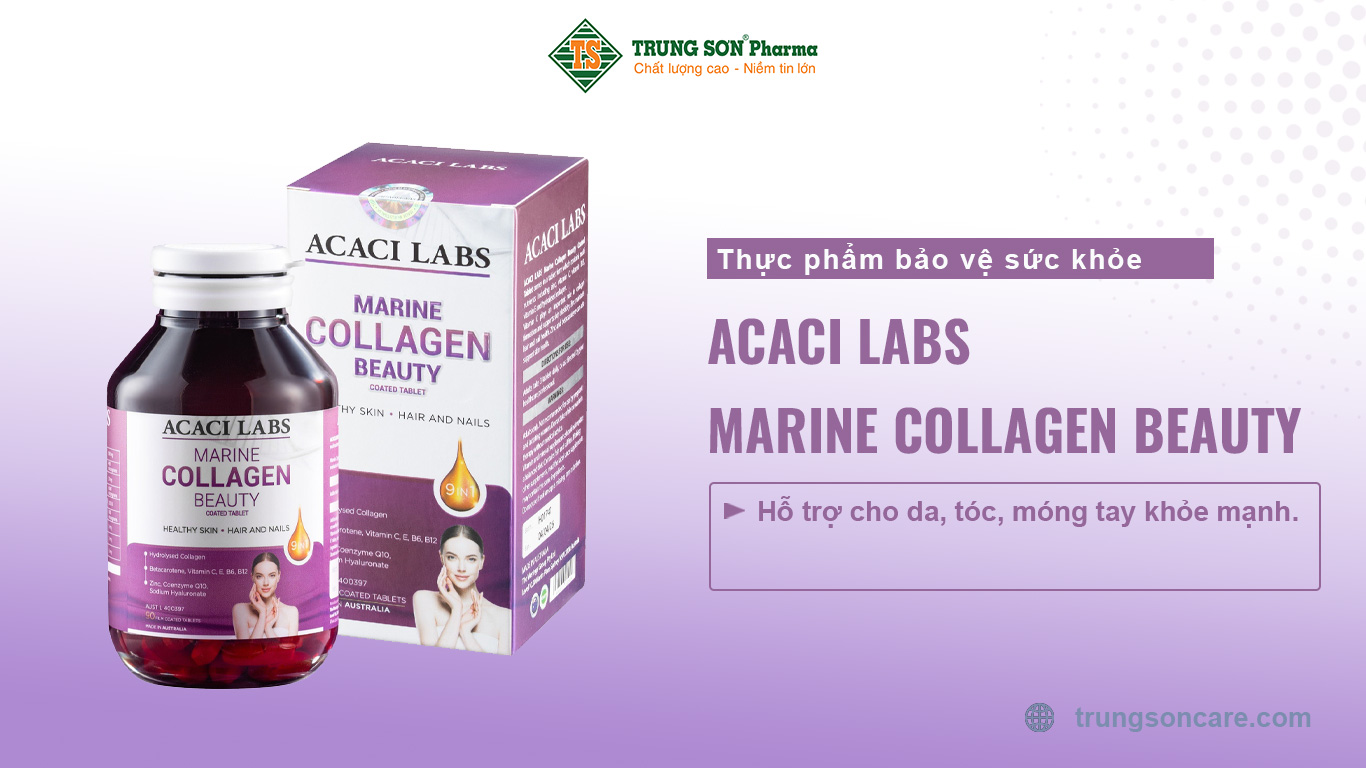 Thực phẩm bảo vệ sức khỏe: ACACI LABS MARINE COLLAGEN BEAUTY COATED TABLET ( hộp 90 viên )