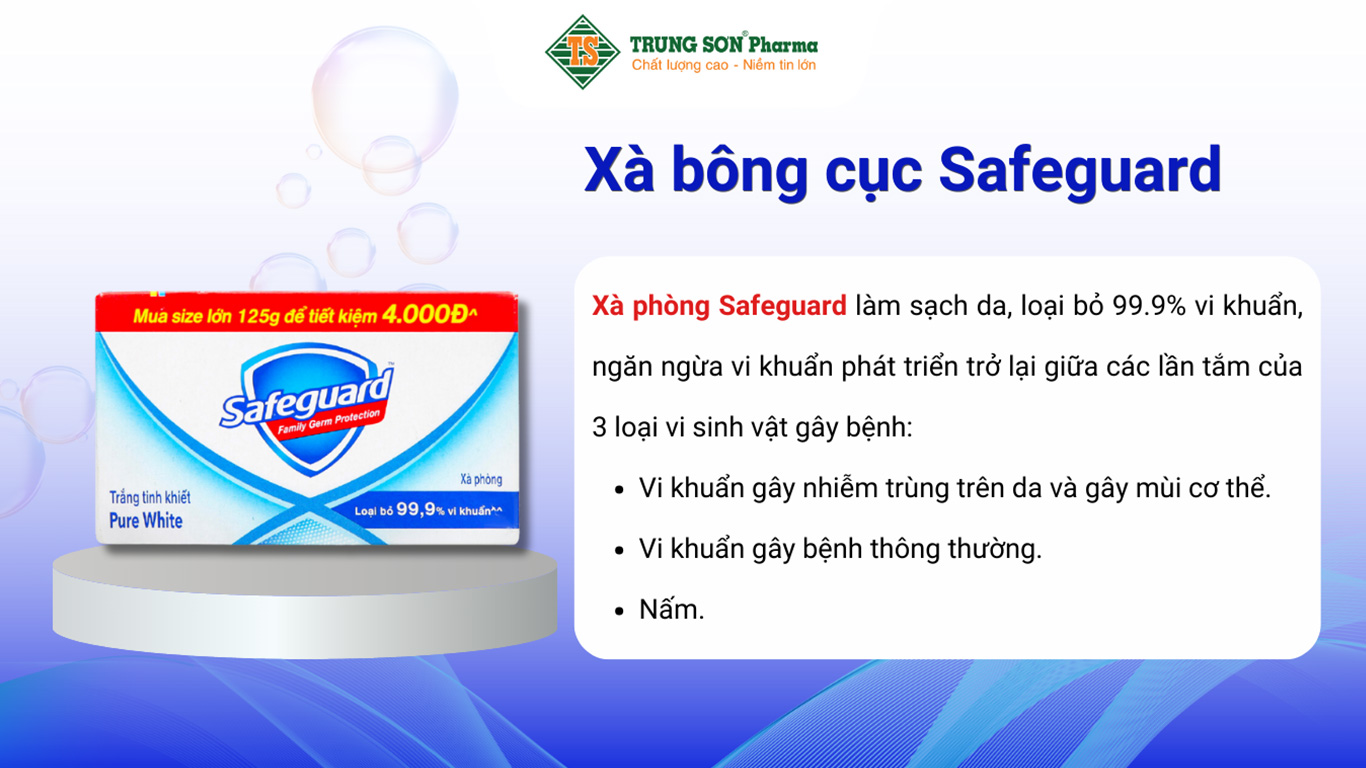 Xà bông cục Safeguard Pure White diệt khuẩn (125g)