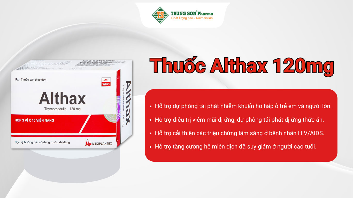 Thuốc Althax 120mg Mediplantex hỗ trợ điều trị viêm mũi dị ứng, nhiễm khuẩn hô hấp