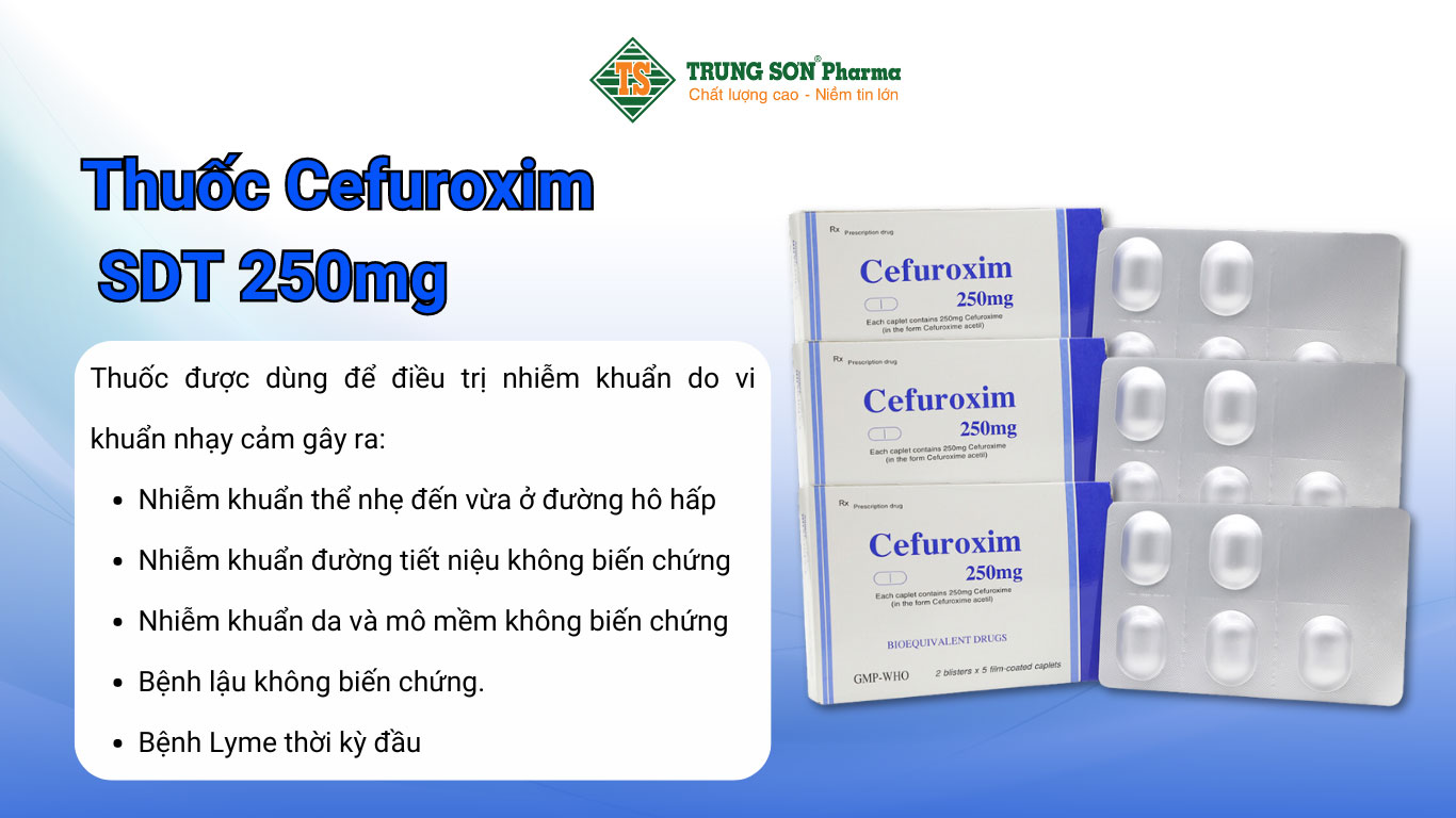 Thuốc Cefuroxim SDT 250mg điều trị nhiễm khuẩn