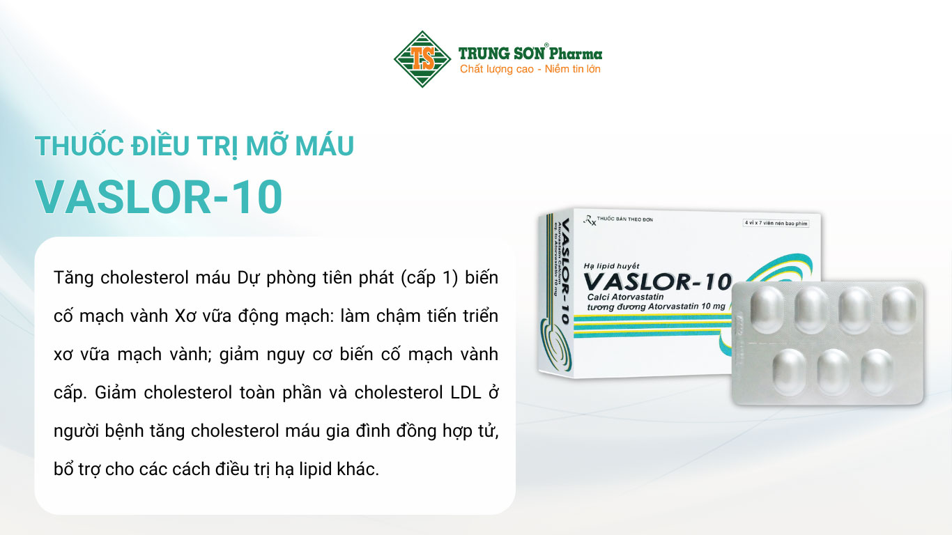 Thuốc điều trị mỡ máu Vaslor-10 