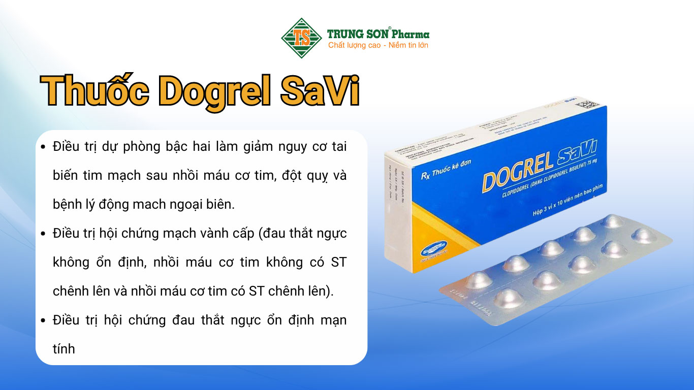 Thuốc Dogrel SaVi giảm nguy cơ tai biến tim mạch