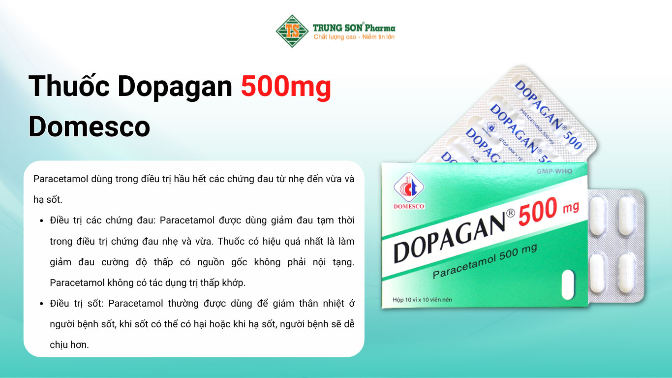 Thuốc Dopagan 500mg Domesco giảm đau và hạ sốt 