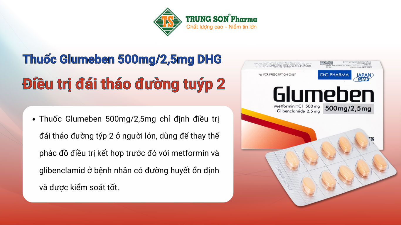 Thuốc Glumeben 500mg/2,5mg DHG điều trị đái tháo đường tuýp 2