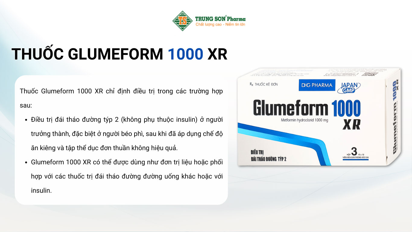 Thuốc Glumeform 1000 XR DHG điều trị đái tháo đường tuýp 2 