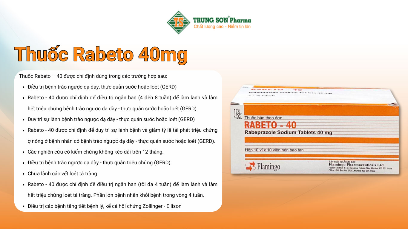 Thuốc Rabeto 40mg FIamingo điều trị trào ngược dạ dày 