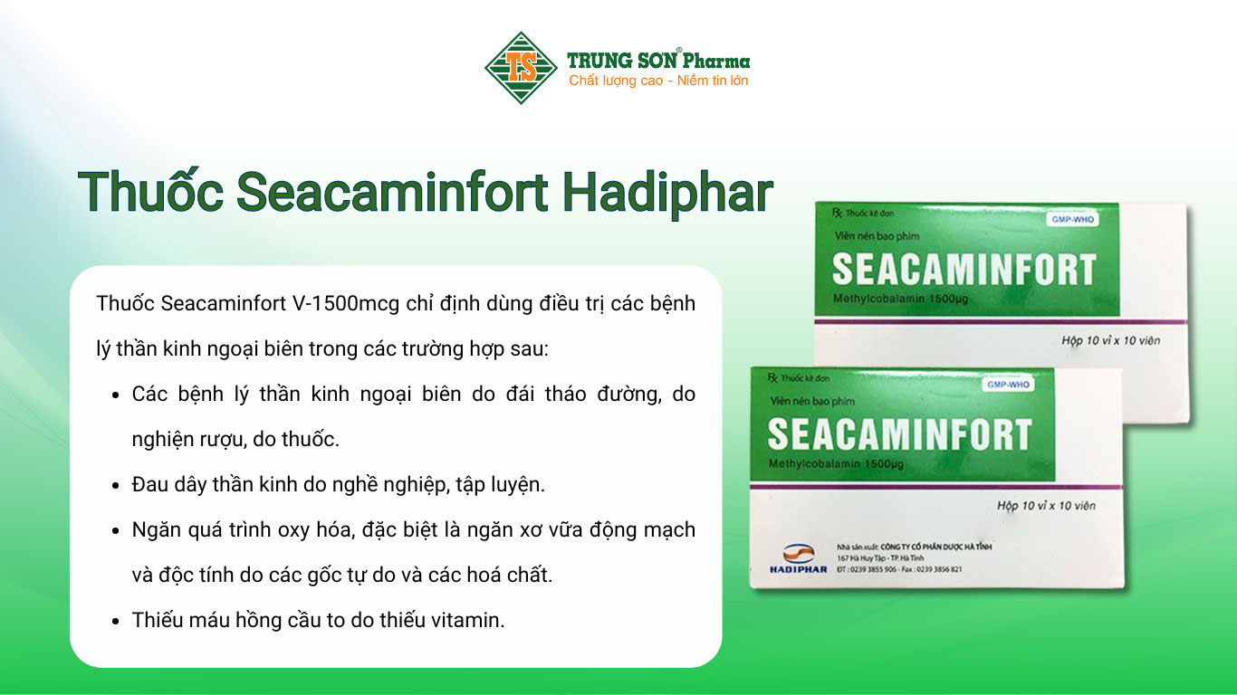 Thuốc Seacaminfort Hadiphar điều trị các bệnh lý thần kinh ngoại biên