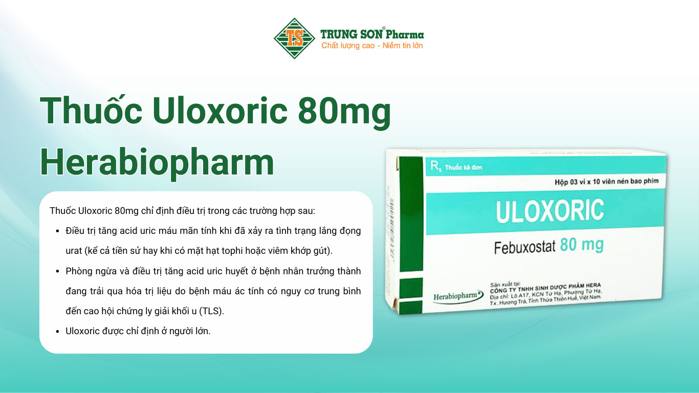 Thuốc Uloxoric 80mg Herabiopharm điều trị tăng acid uric máu