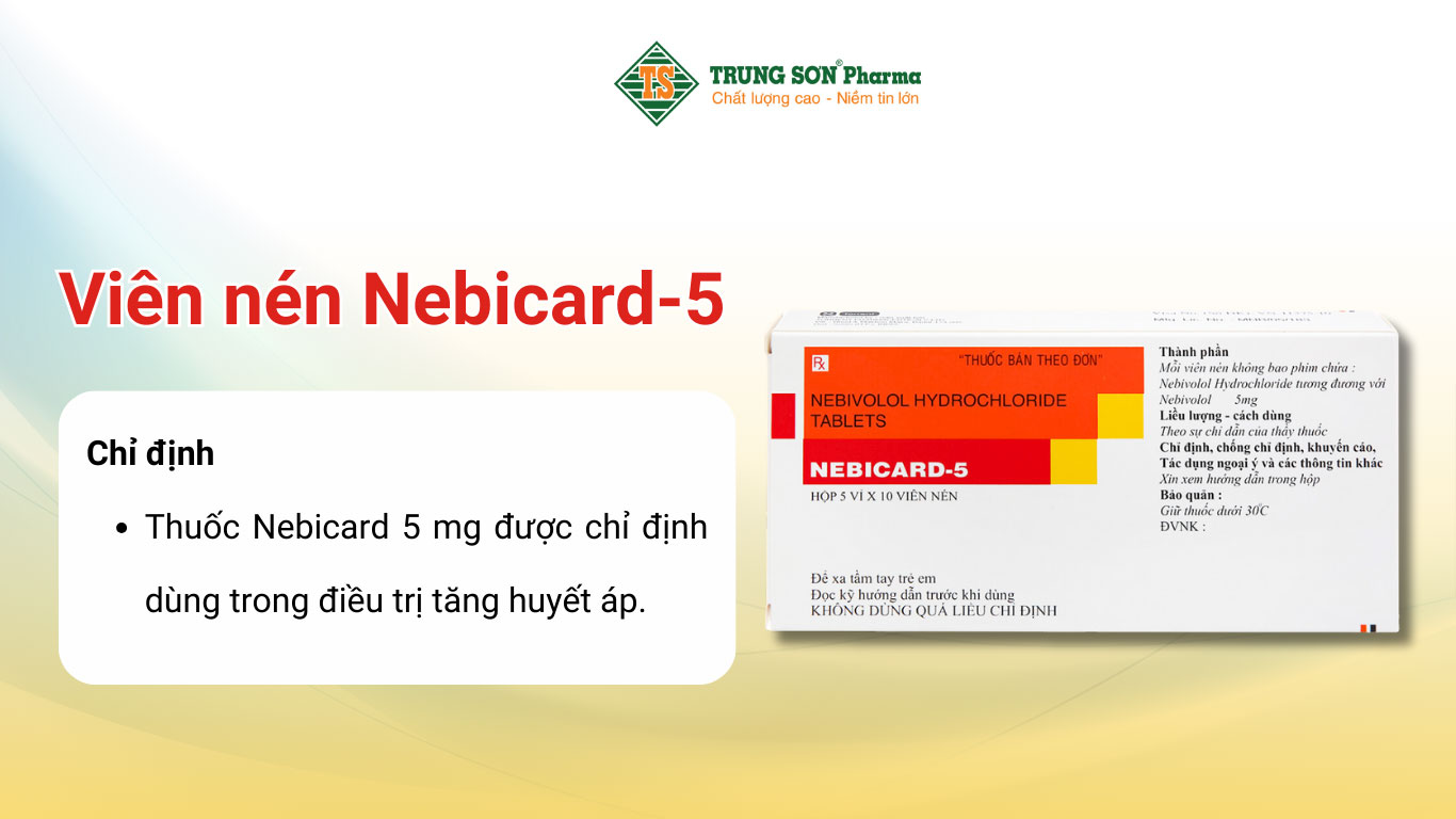 Viên nén Nebicard-5 Torrent điều trị tăng huyết áp