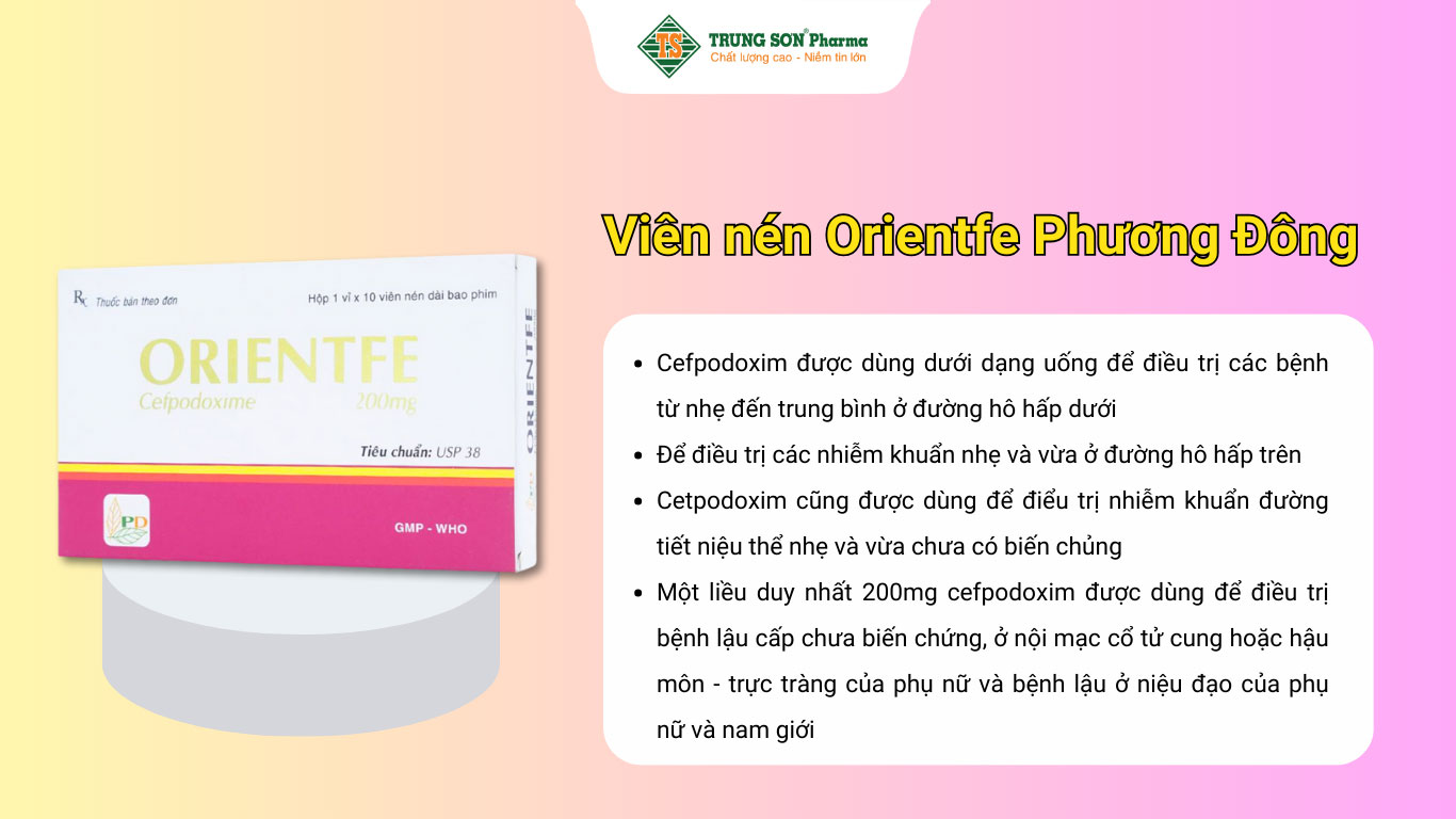 Viên nén Orientfe Phương Đông điều trị nhiễm đường hô hấp, đường tiết niệu 