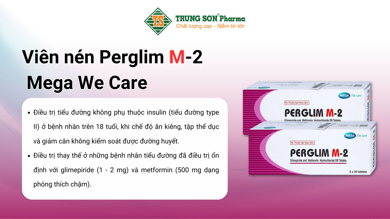 Viên nén Perglim M-2 Mega We Care điều trị bệnh đái tháo đường tuýp 2 