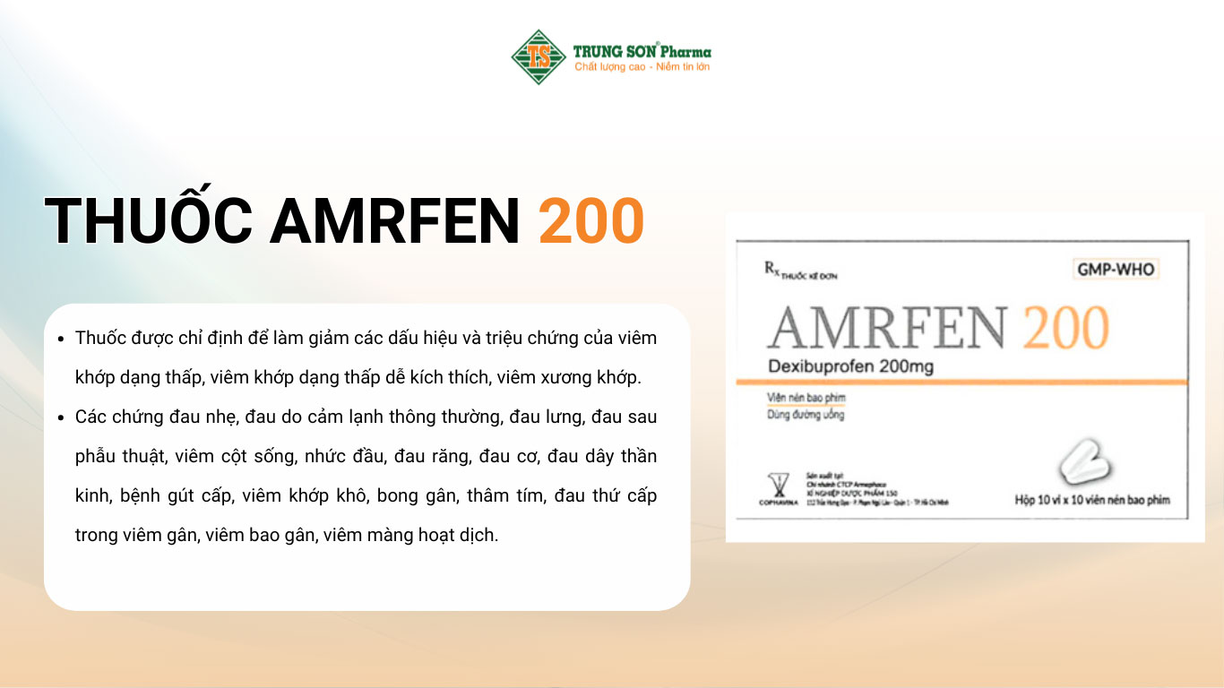 Thuốc Amrgen 200 được chỉ định để làm giảm các dấu hiệu và triệu chứng của viêm khớp