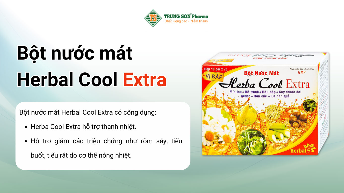 Bột nước mát Herbal Cool Extra thanh nhiệt, mát gan, lợi tiểu