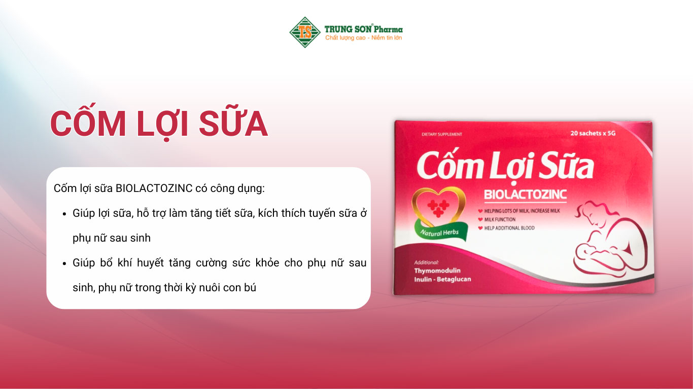 Cốm lợi sữa BIOLACTOZINC giúp lợi sữa