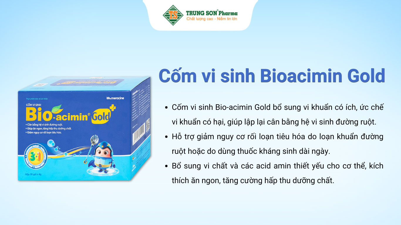 Cốm vi sinh Bioacimin Gold Meracine cân bằng hệ vi sinh đường ruột, giảm nguy cơ rối loạn tiêu hóa 