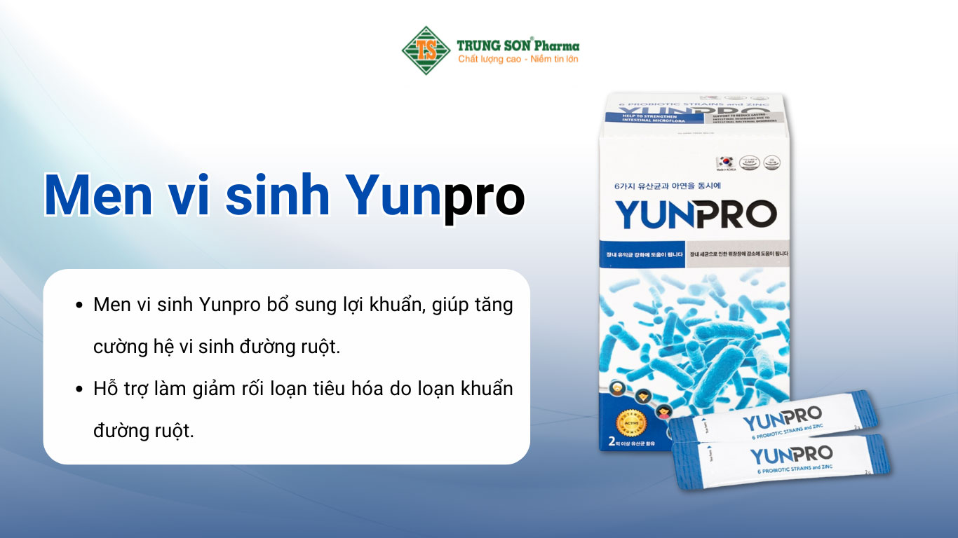 Men vi sinh Yunpro 2g DHG Pharma cân bằng hệ vi sinh đường ruột, giảm rối loạn tiêu hóa