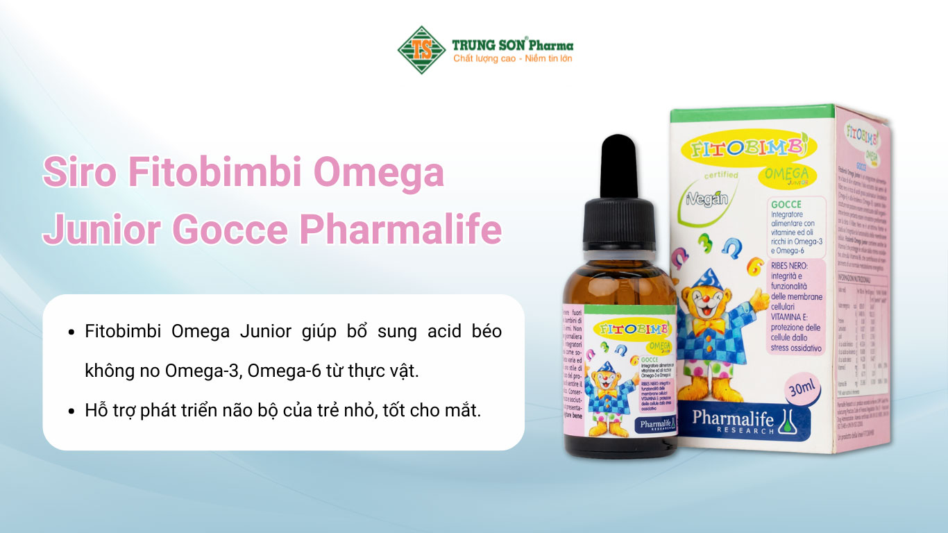 Siro Fitobimbi Omega Junior Gocce Pharmalife bổ sung acid béo không no Omega-3, Omega-6