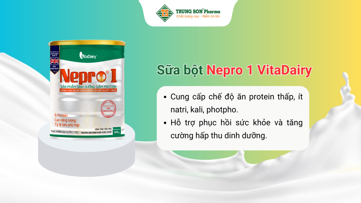 Sữa bột Nepro 1 VitaDairy hỗ trợ bồi bổ sức khỏe cho người bệnh thận