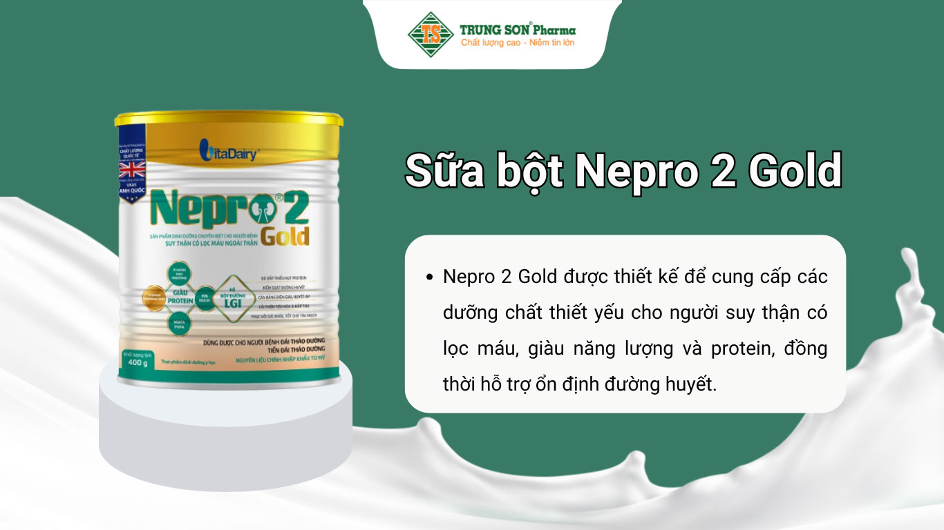 Sữa bột Nepro 2 Gold VitaDairy cung cấp dinh dưỡng dành cho người suy thận