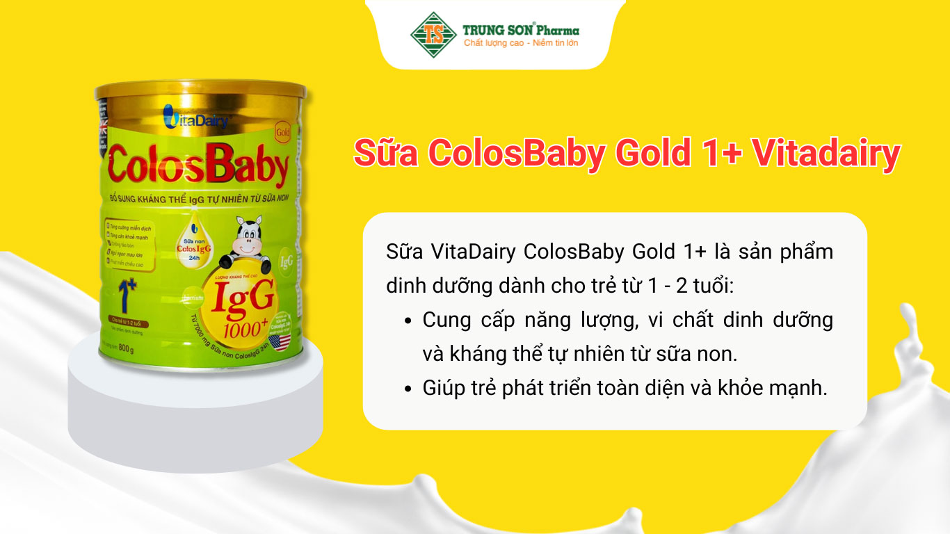 Sữa ColosBaby Gold 1+ Vitadairy hỗ trợ bổ sung kháng thể cho trẻ từ 1-2 tuổi