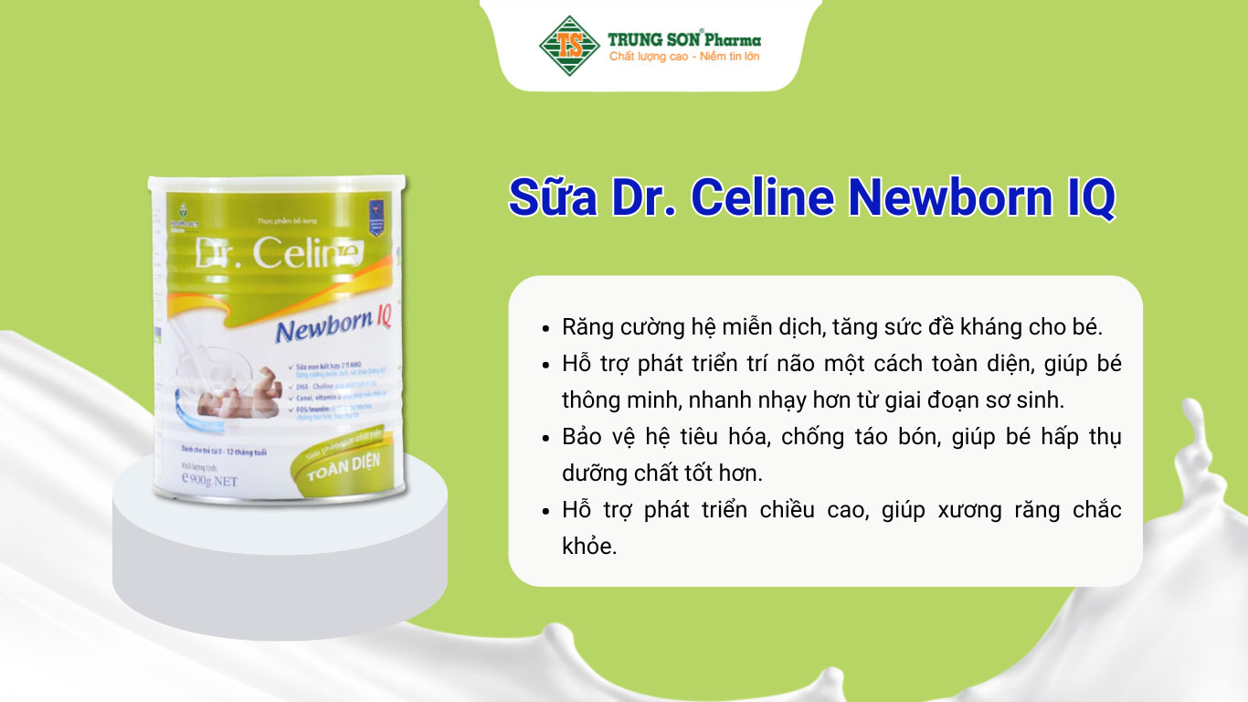 Sữa Dr. Celine Newborn IQ giúp tăng cường hệ miễn dịch, tăng sức đề kháng cho bé từ 0 đến 12 tháng tuổi