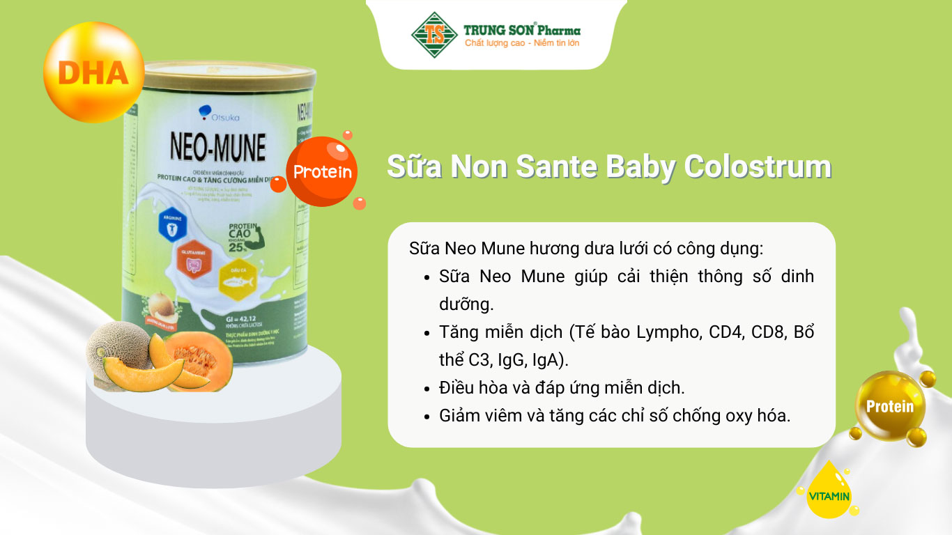 Sữa Neo Mune hương dưa lưới cho người suy dinh dưỡng, ung thư