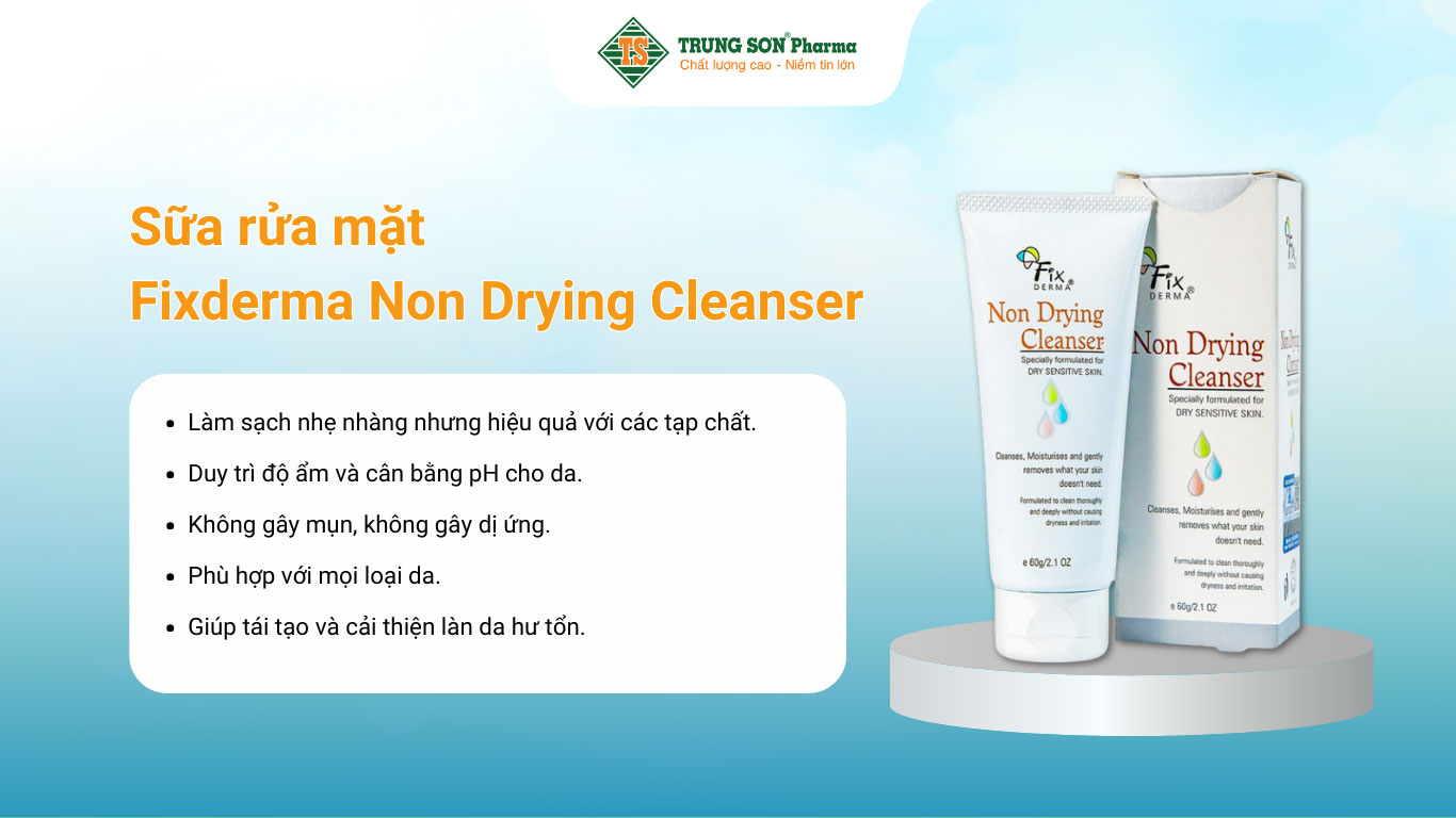 Sữa rửa mặt Fixderma Non Drying Cleanser hỗ trợ làm sạch bụi bẩn, bã nhờn