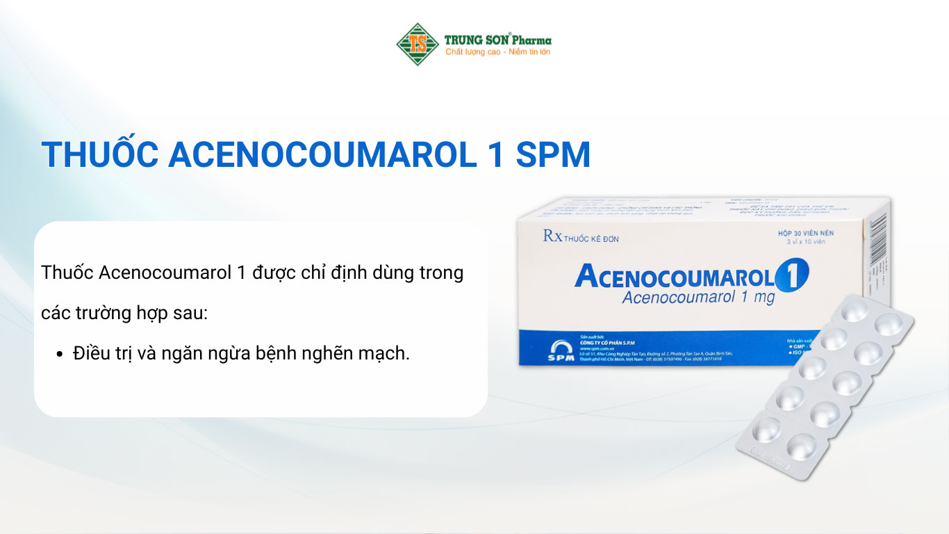 Thuốc Acenocoumarol 1 SPM điều trị và ngăn ngừa bệnh nghẽn mạch 