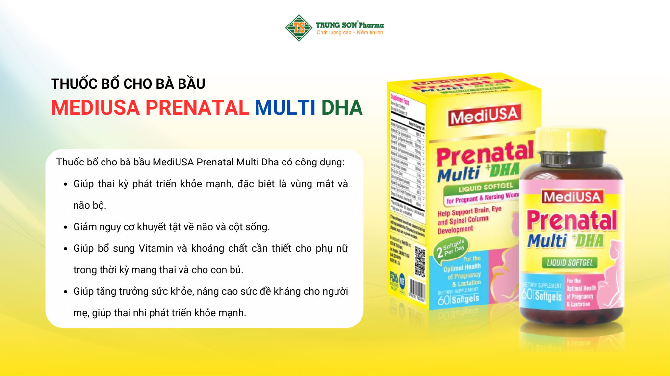 Thuốc Bổ Cho Bà Bầu MediUSA Prenatal Multi Dha