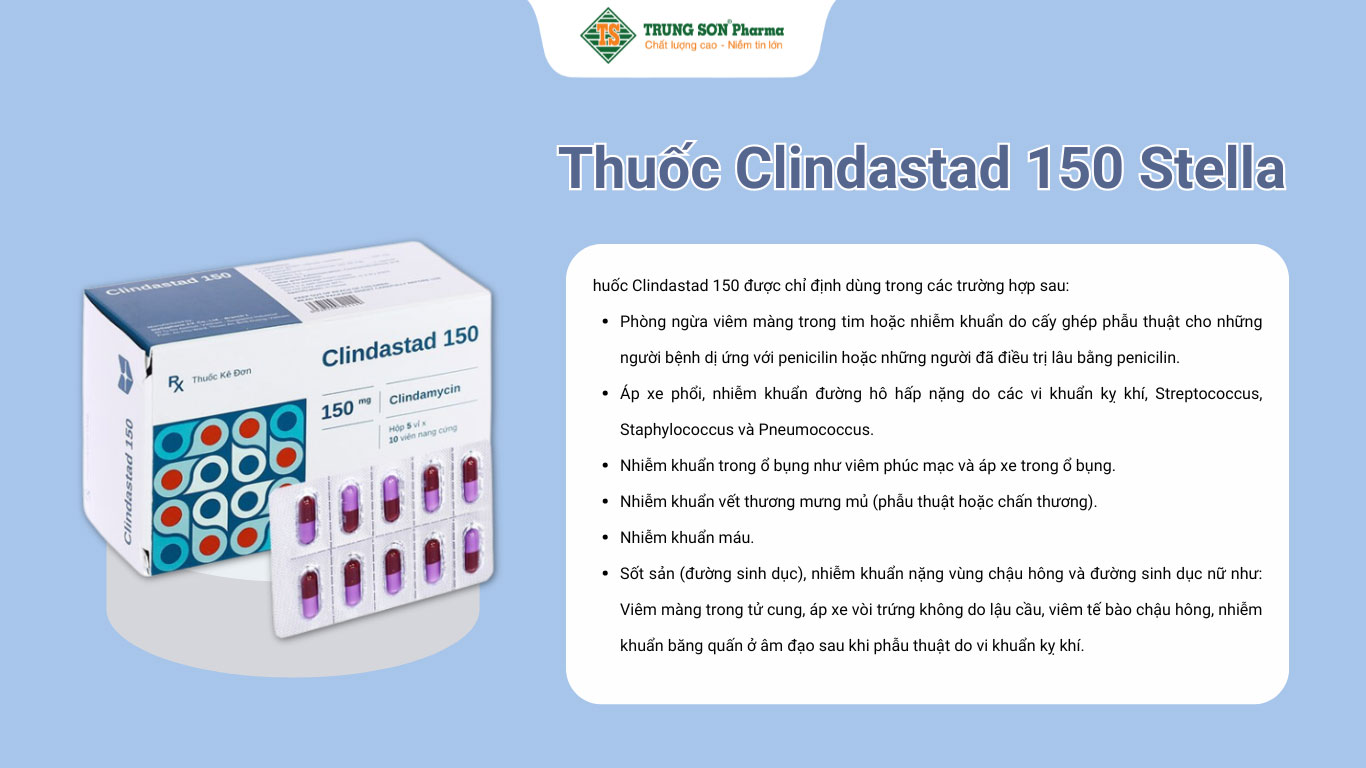 Thuốc Clindastad 150 Stella điều trị nhiễm khuẩn