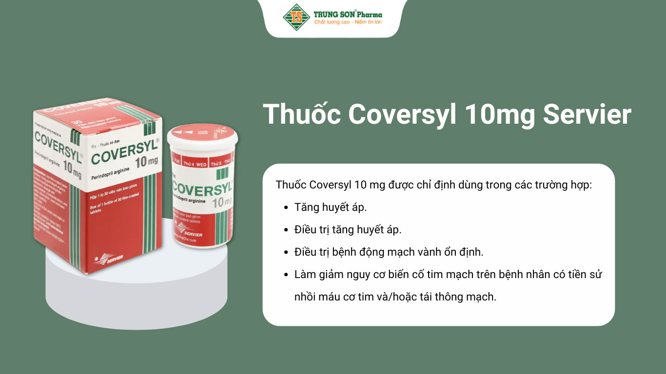 Thuốc Coversyl 10mg Servier điều trị tăng huyết áp