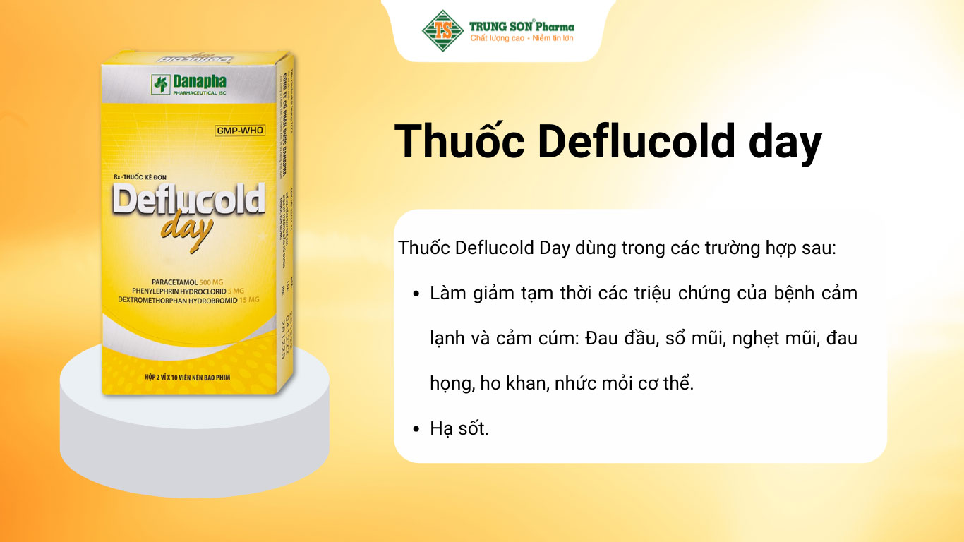 Thuốc Deflucold day Danapha giảm tạm thời các triệu chứng cảm lạnh và cảm cúm