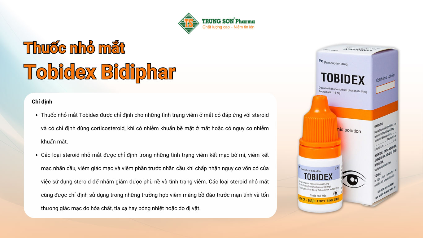 Thuốc nhỏ mắt Tobidex Bidiphar điều trị viêm mắt 