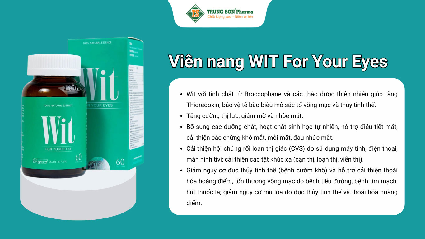 Viên nang WIT For Your Eyes Ecogreen tăng cường thị lực, giảm mờ và nhòe mắt 