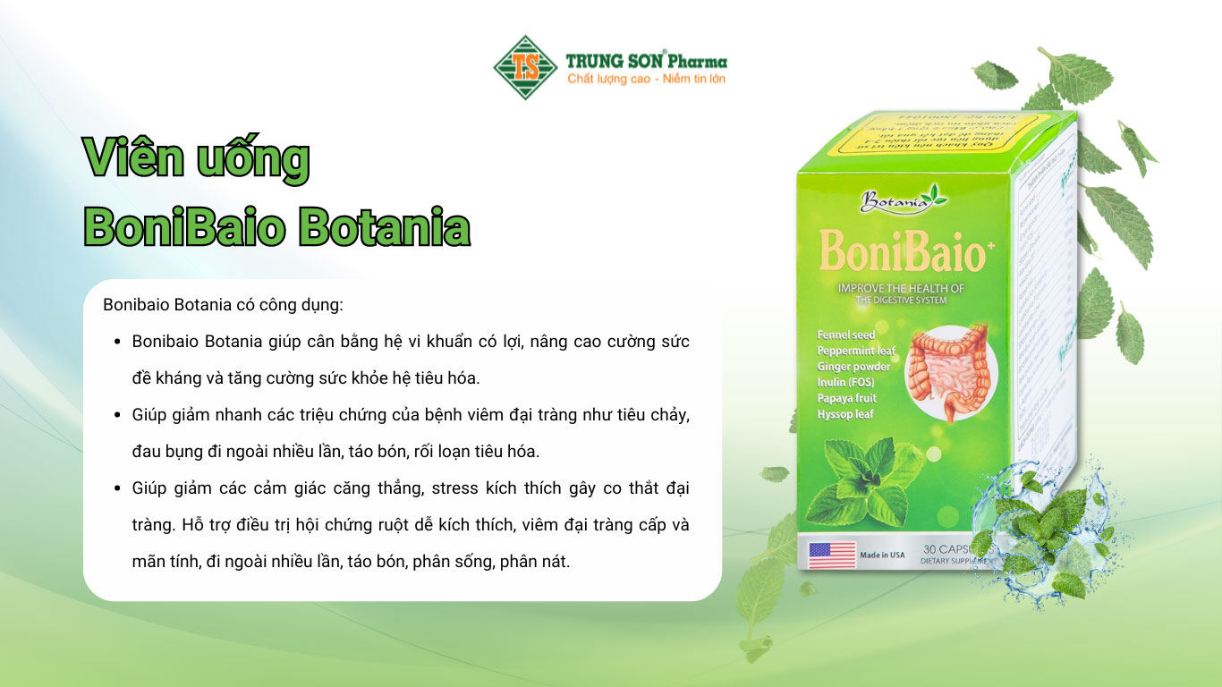 Viên uống BoniBaio Botania giúp cân bằng hệ vi khuẩn có ích đường ruột 