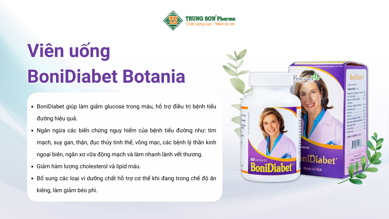 Viên uống BoniDiabet Botania hỗ trợ điều trị bệnh tiểu đường, làm giảm glucose máu