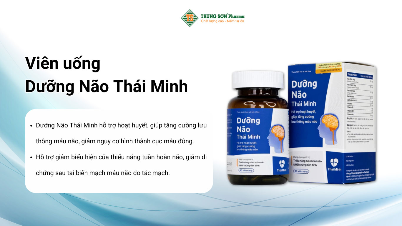 Viên uống Dưỡng Não Thái Minh hỗ trợ hoạt huyết, tăng cường lưu thông máu não