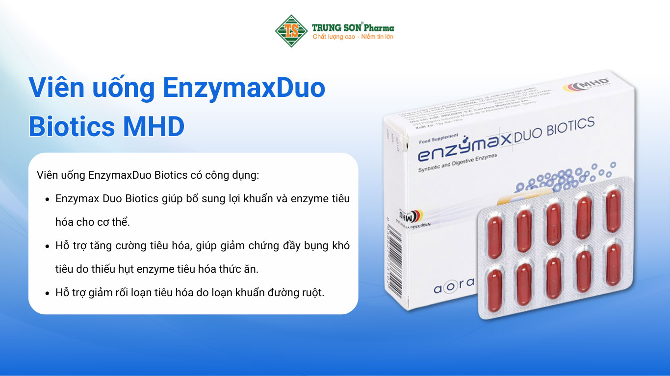 Viên uống EnzymaxDuo Biotics MHD bổ sung lợi khuẩn và enzyme tiêu hóa cho cơ thể