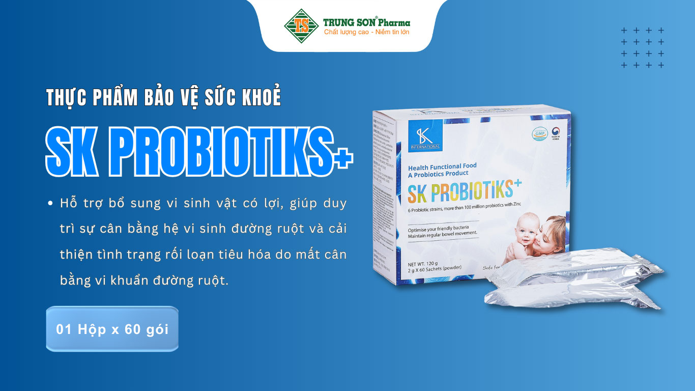 SK Probiotiks+ giúp bổ sung lợi khuẩn cho hệ tiêu hóa, tăng cường hệ miễn dịch