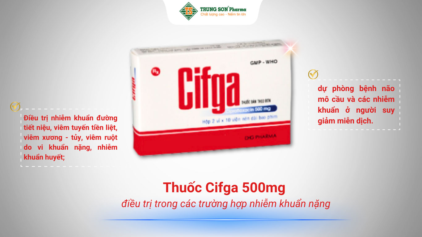 Thuốc Cifga 500mg điều trị trong các trường hợp nhiễm khuẩn nặng