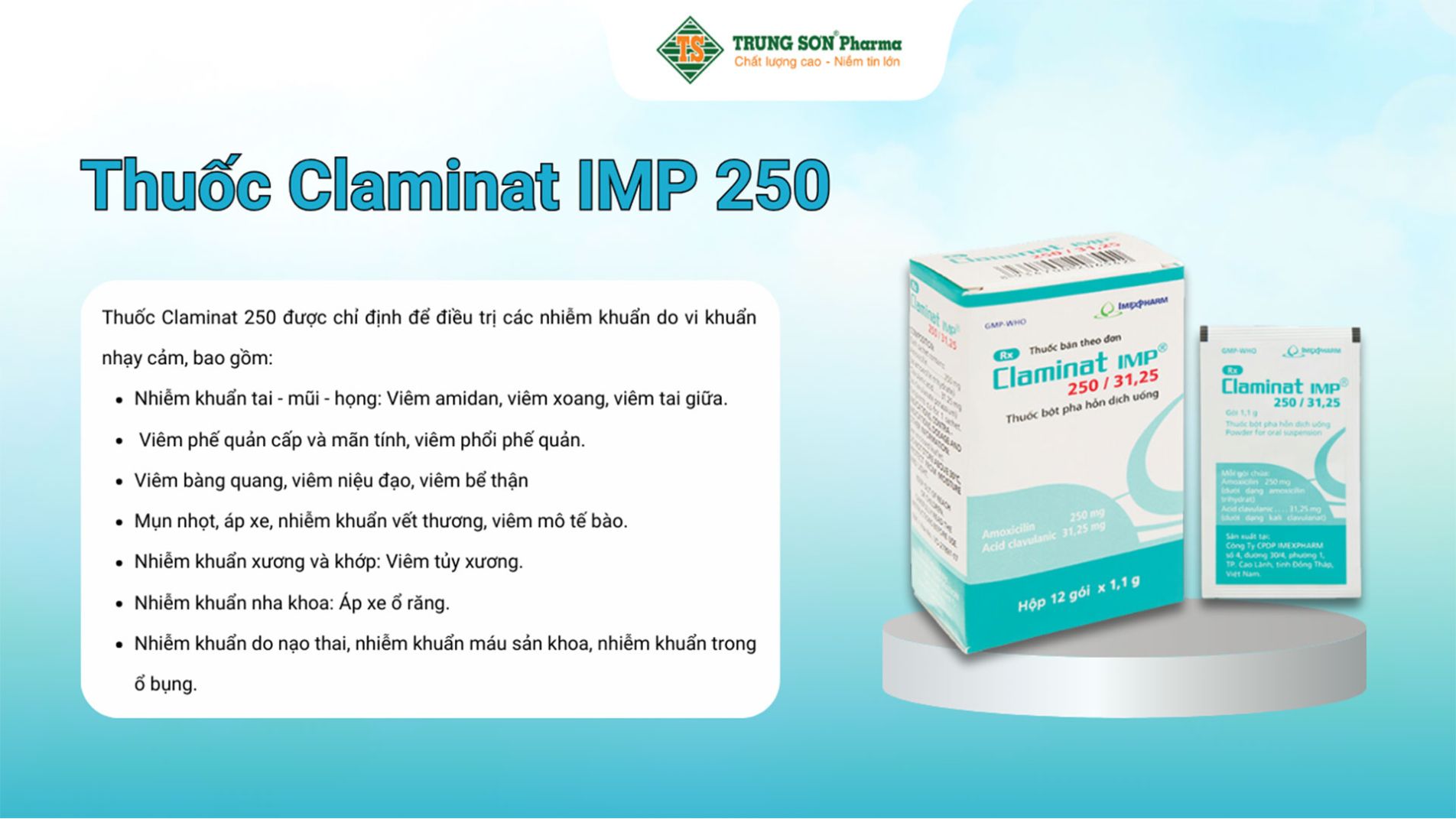 Thuốc Claminat IMP 250/31.25 Điều Trị Nhiễm Khuẩn